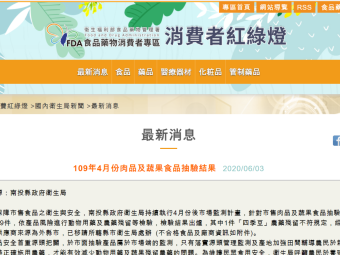 109年4月份肉品及蔬果食品抽驗結果 